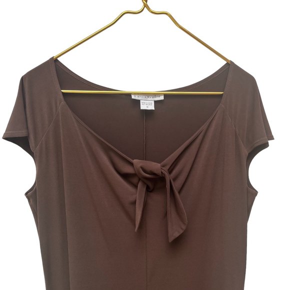 Bianca Nygard Brown Scoop Neck with Ties Cap Sleeves Dress Women's Size Medium - Picture 3 of 10